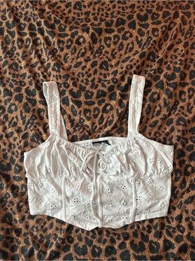 ASOS White Eyelet Tie-Front Crop Top